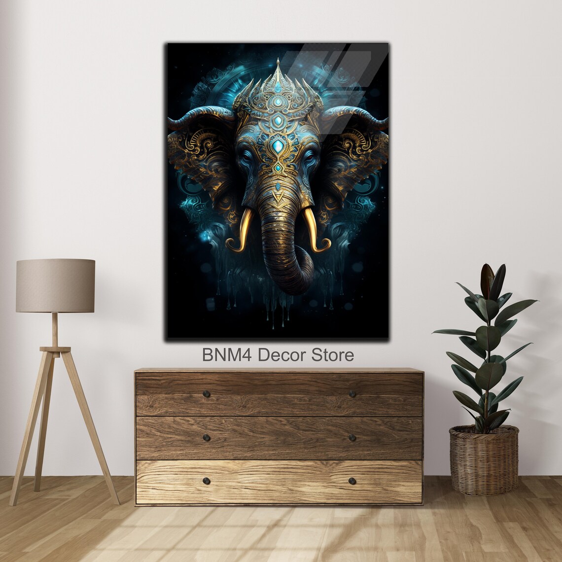 Ganesha Wall Art Print, Elephant Decor Accent
