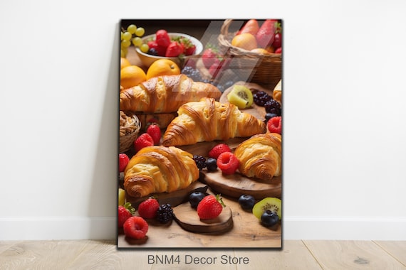 Croissant Tempered Wall Art Croissant Tempered Glass Food Glass Original Tempered Glass Croissant Art French Glass Modern Kitchen Fruits