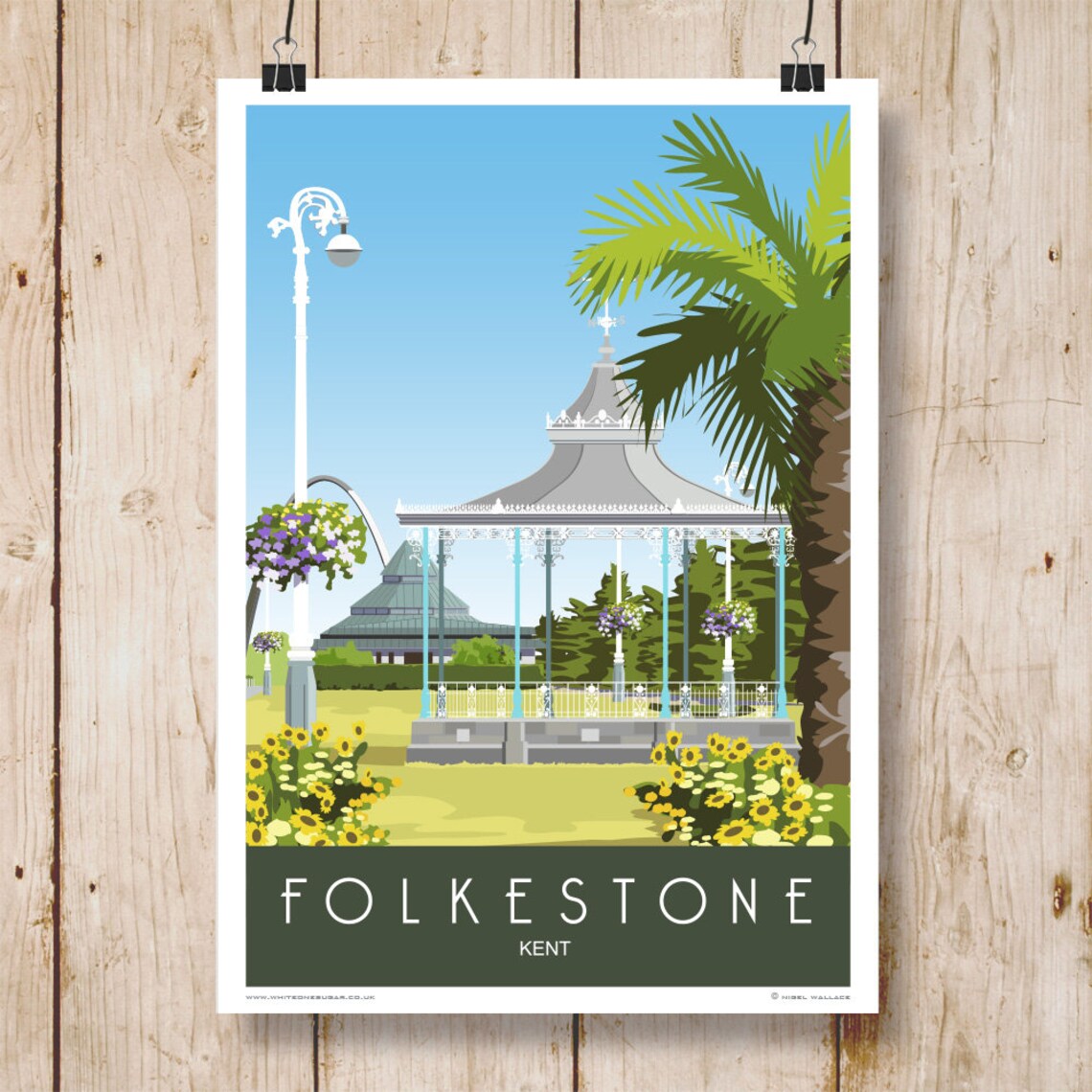 Folkestone Leas Cliff Hall And Bandstand Retro Art Deco Art Print