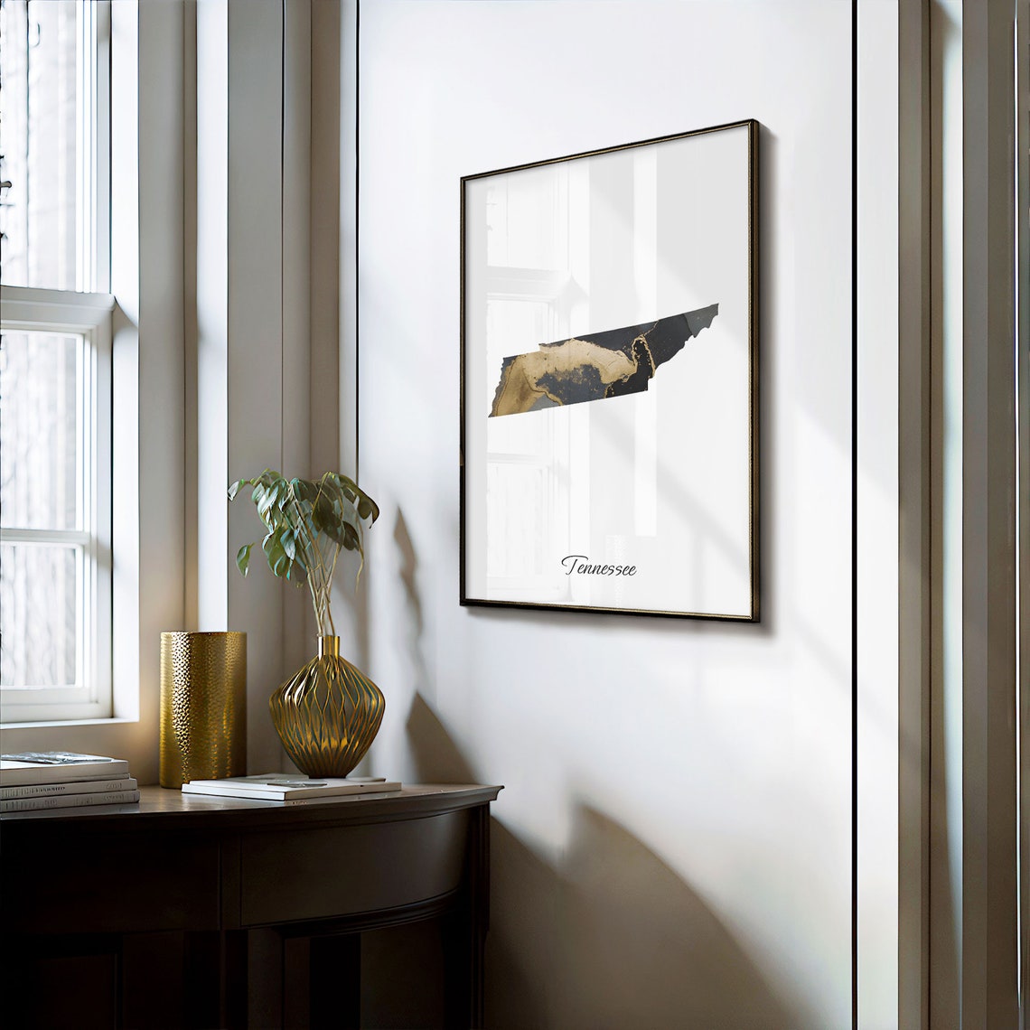 Tennessee Black and Gold Marble Silhouette State Map Art Poster - Image 3