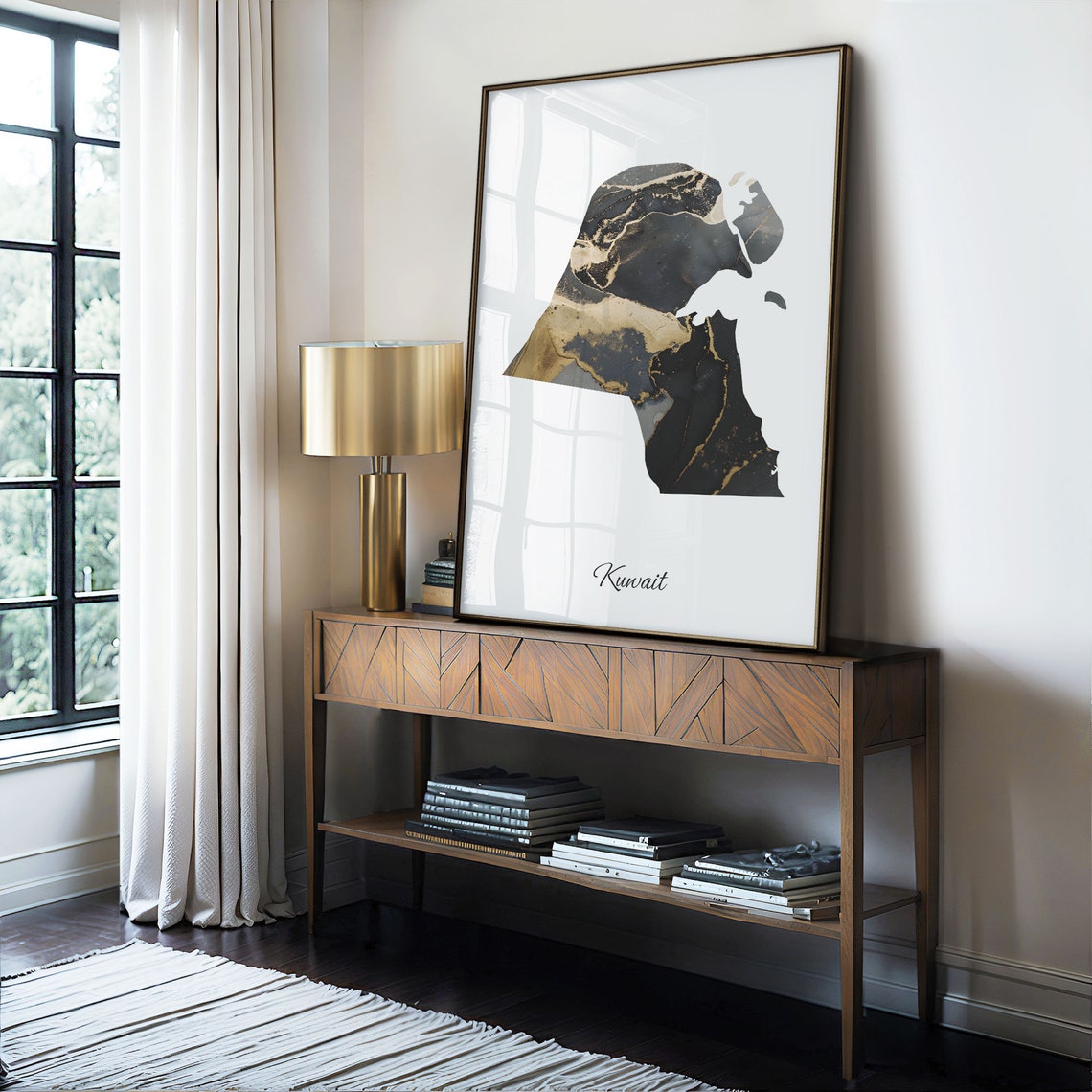 Kuwait Black and Gold Marble Country Map Elegant Minimalist Poster - Image 4