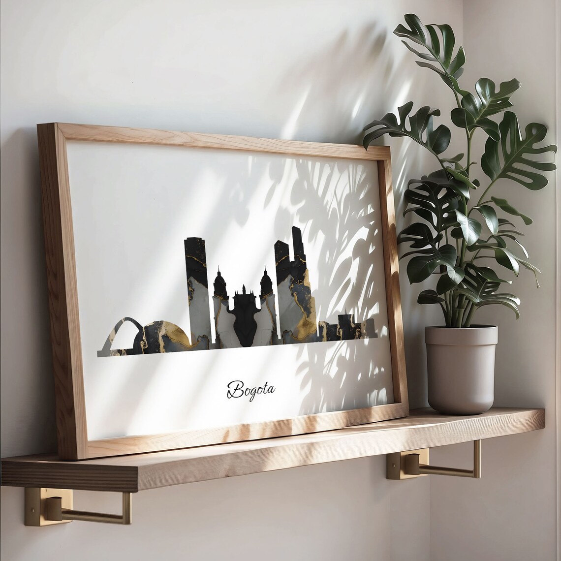 Bogota Luxury Black Gold Marble City Skyline Silhouette Poster - Image 3