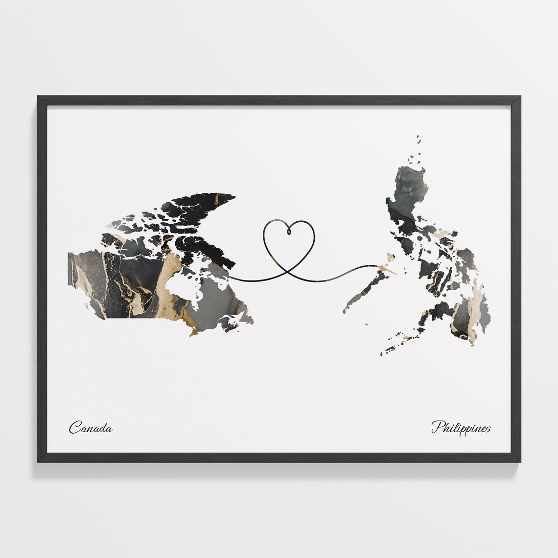 Canada To Philippines Map Poster, Travel Art Print