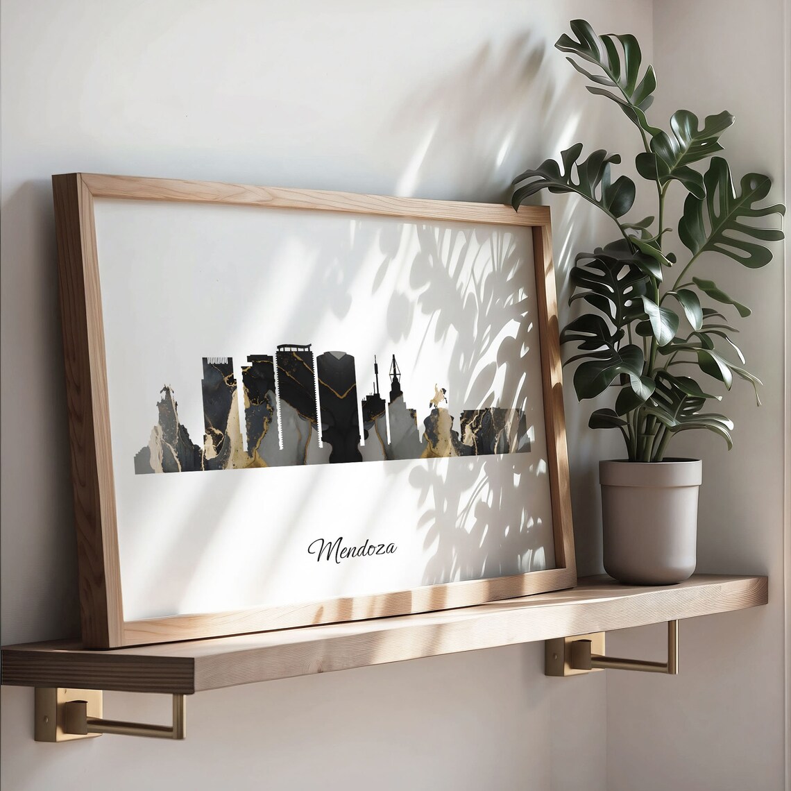 Mendoza Argentina Marble Skyline Black Gold Minimalist Cityscape Poster - Image 3
