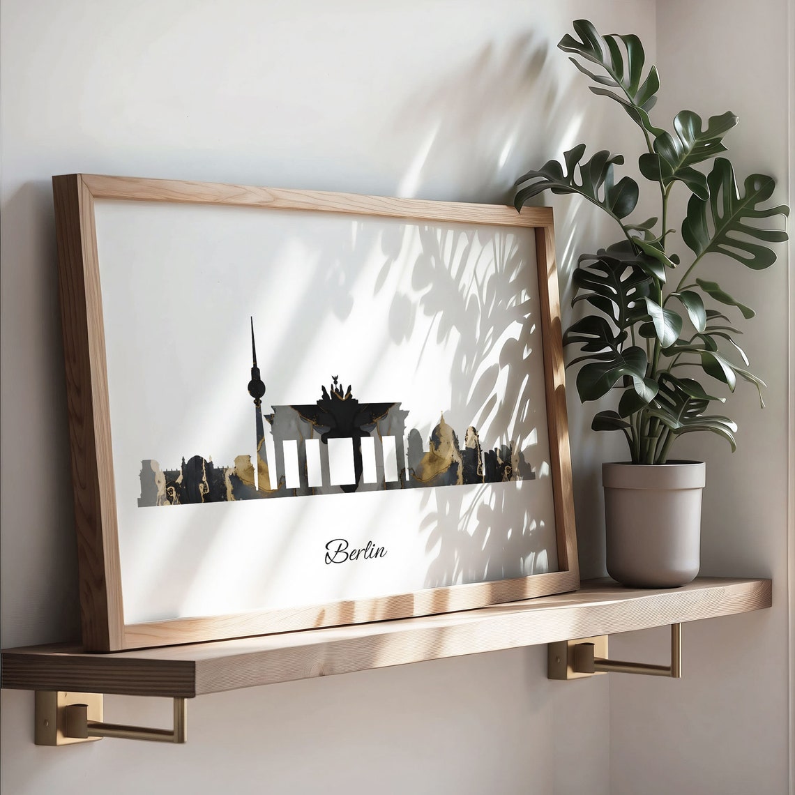 Berlin Germany Black Gold Marble Skyline Silhouette Cityscape Poster - Image 3