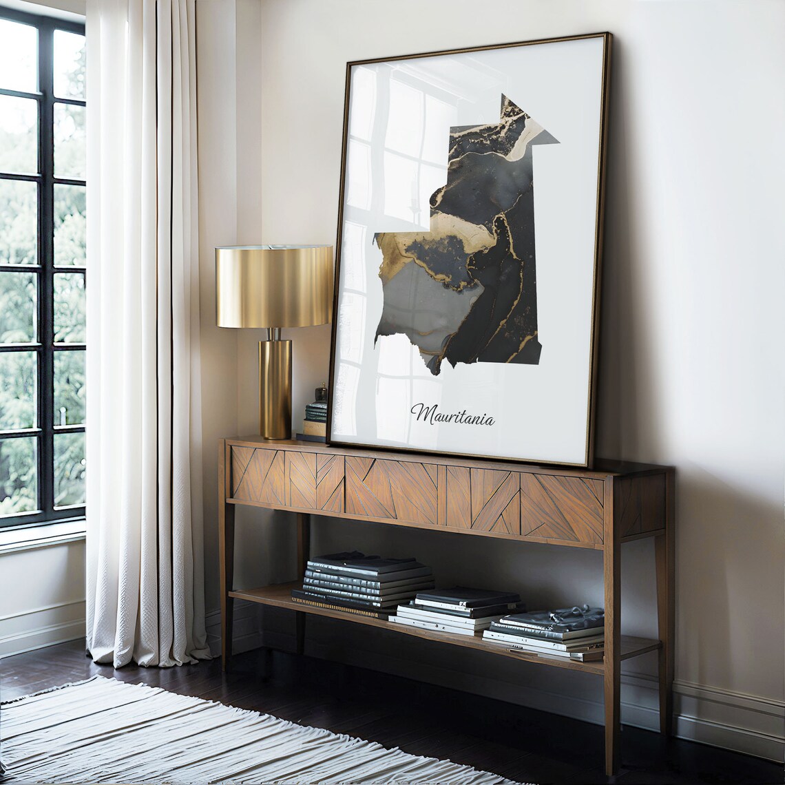 Mauritania Black and Gold Marble Country Map Elegant Decor Poster - Image 4