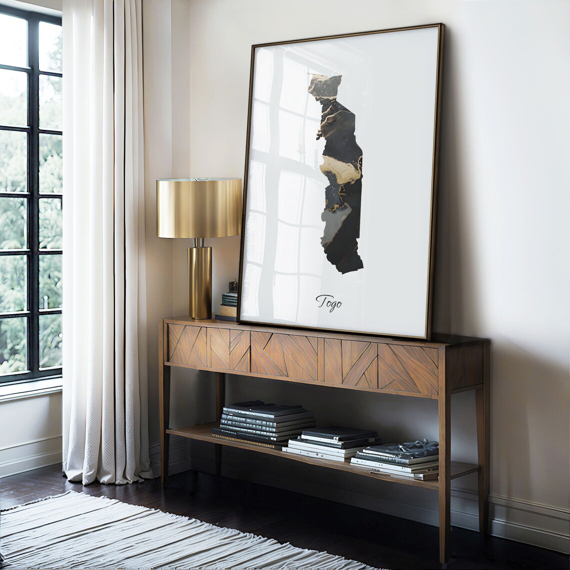 Togo Black and Gold Marble Silhouette Country Map Art Poster - Image 4