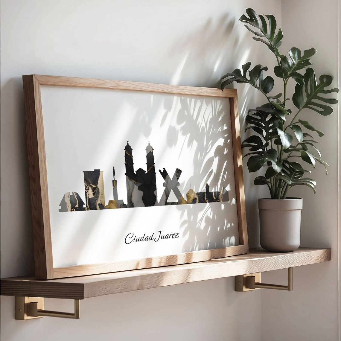 Ciudad Juarez Skyline Black and Gold Marble Cityscape Art Poster - Image 3
