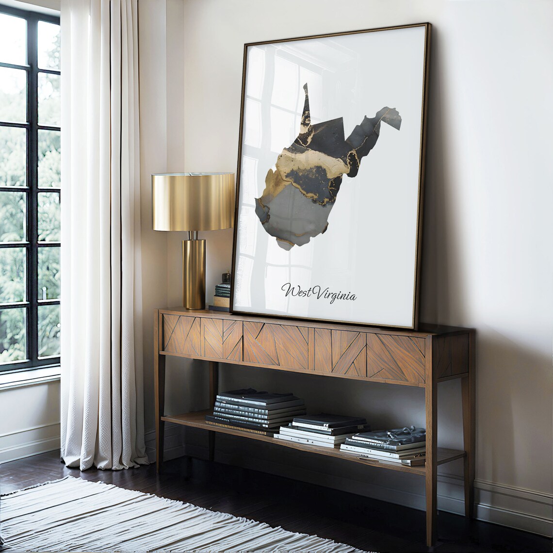 West Virginia Map Poster, Elegant Country Artwork - Image 4