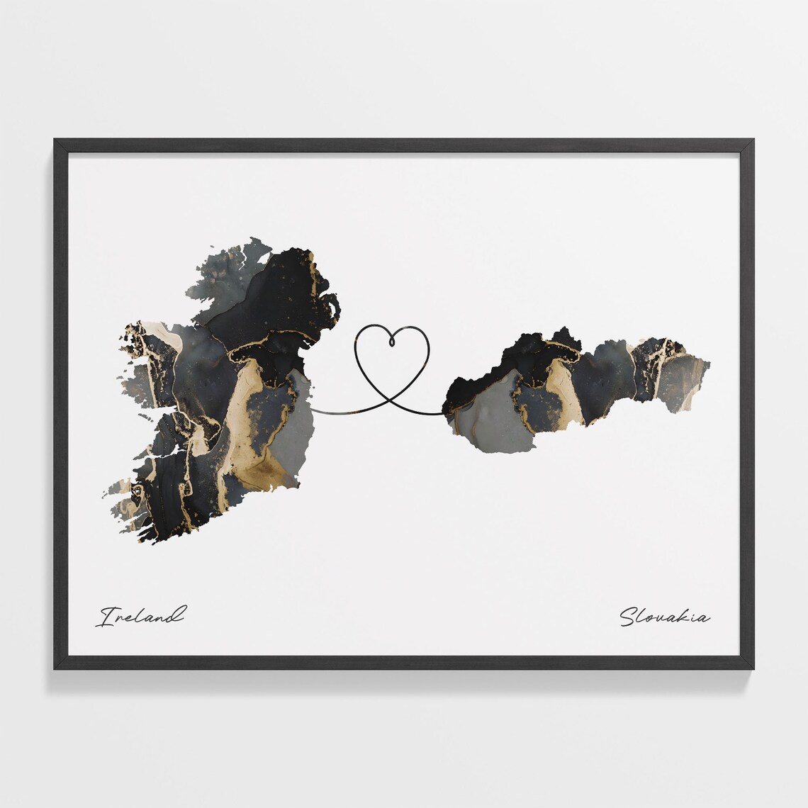 Ireland to Slovakia Map Travel Poster