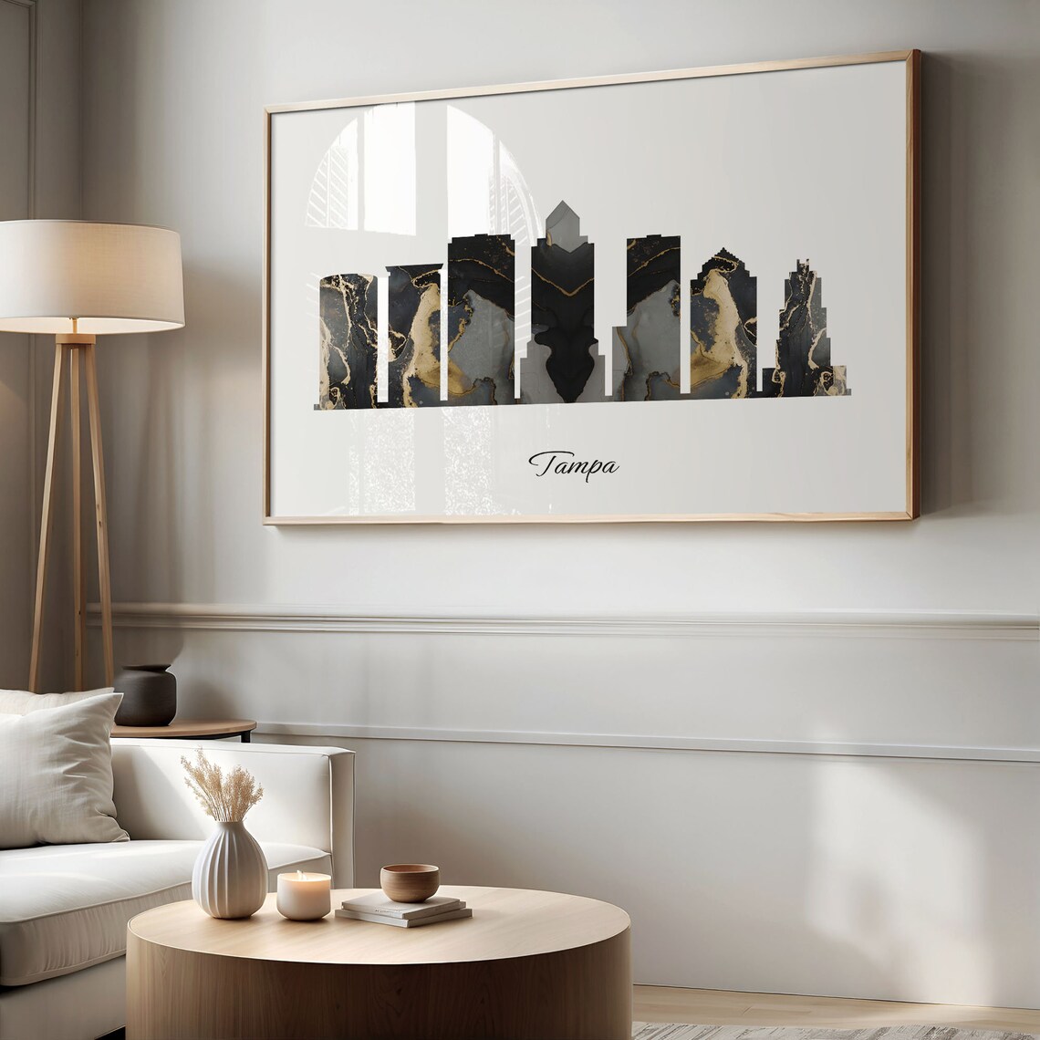 Tampa Black Gold Marble Skyline United States Cityscape Travel Gift Poster - Image 2