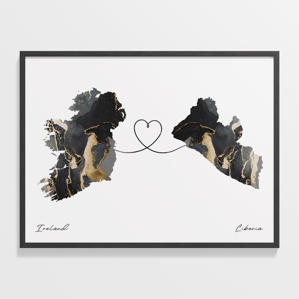 Ireland To Liberia Countries Map Travel Art Print