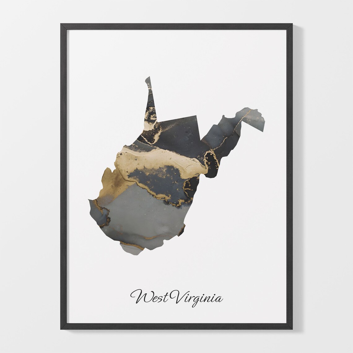 West Virginia Map Poster, Elegant Country Artwork