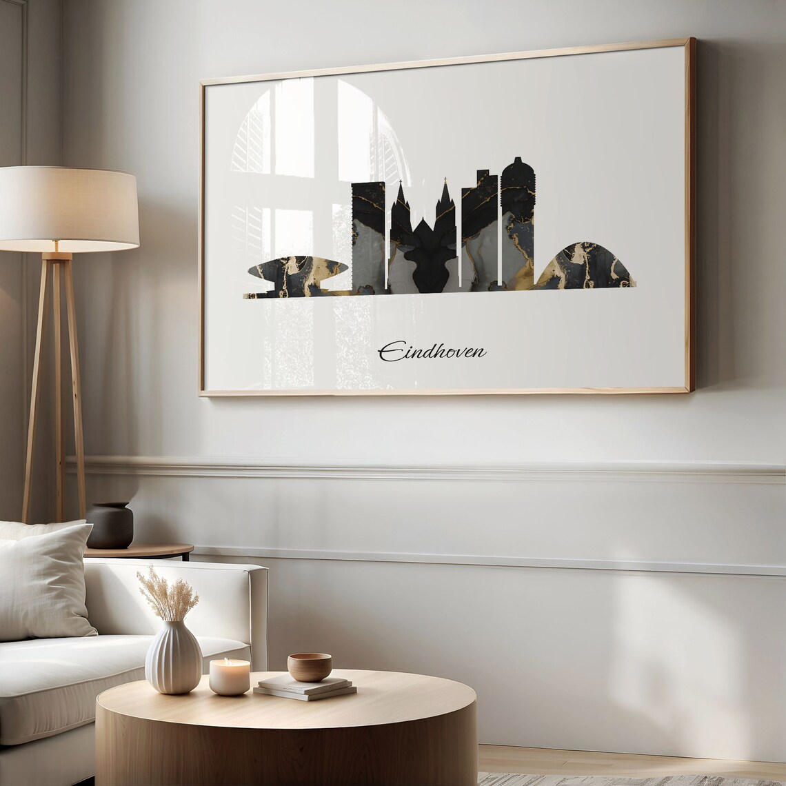 Eindhoven Netherlands Marble Skyline Black Gold Minimalist Cityscape Poster - Image 2