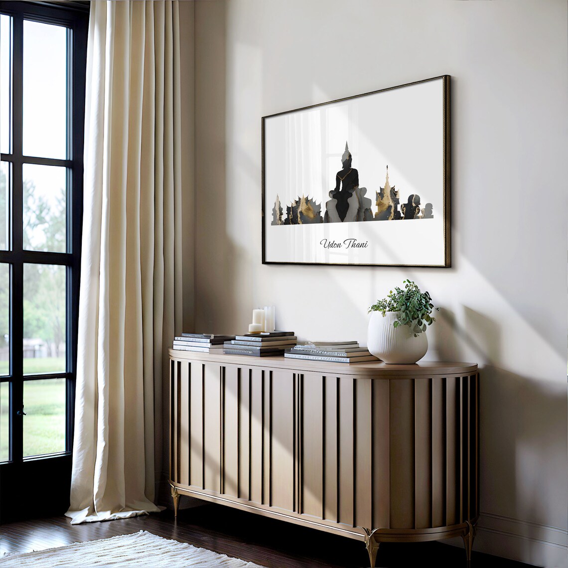 Udon Thani Skyline Black and Gold Marble Cityscape Art Poster - Image 4