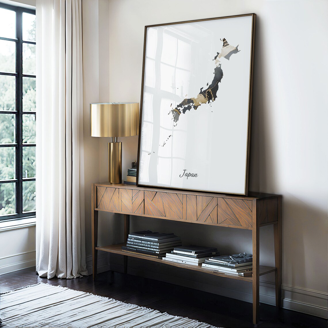 Japan Black and Gold Marble Country Map Elegant Decor Poster - Image 4