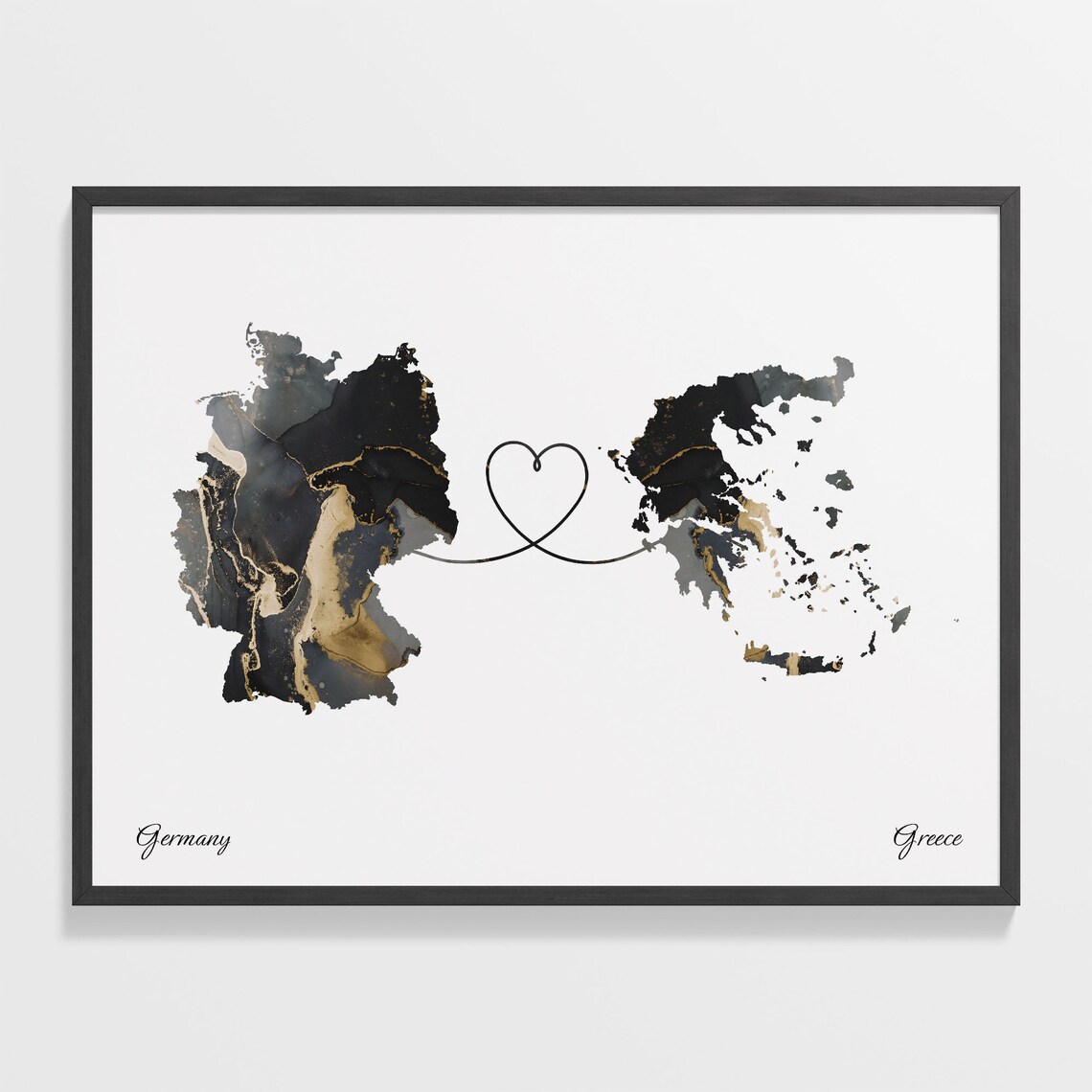 Germany to Greece Travel Map Poster, Moving Abroad