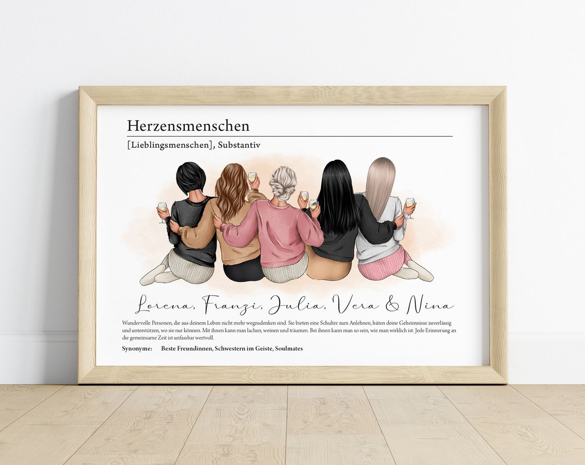 Personalized Herzensmenschen Five Best Friends Definition Poster - Image 2