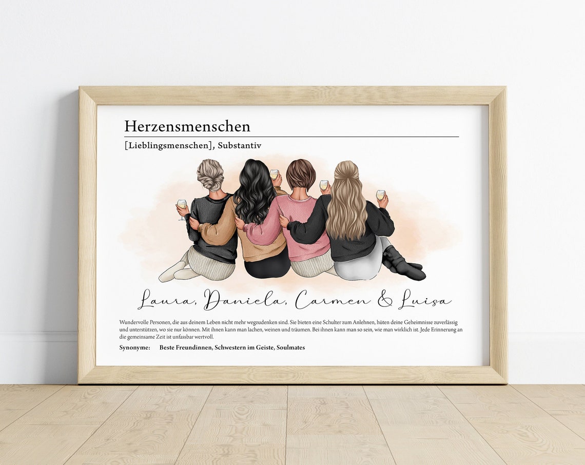Personalized Herzensmenschen Four Best Friends Definition Poster - Image 2