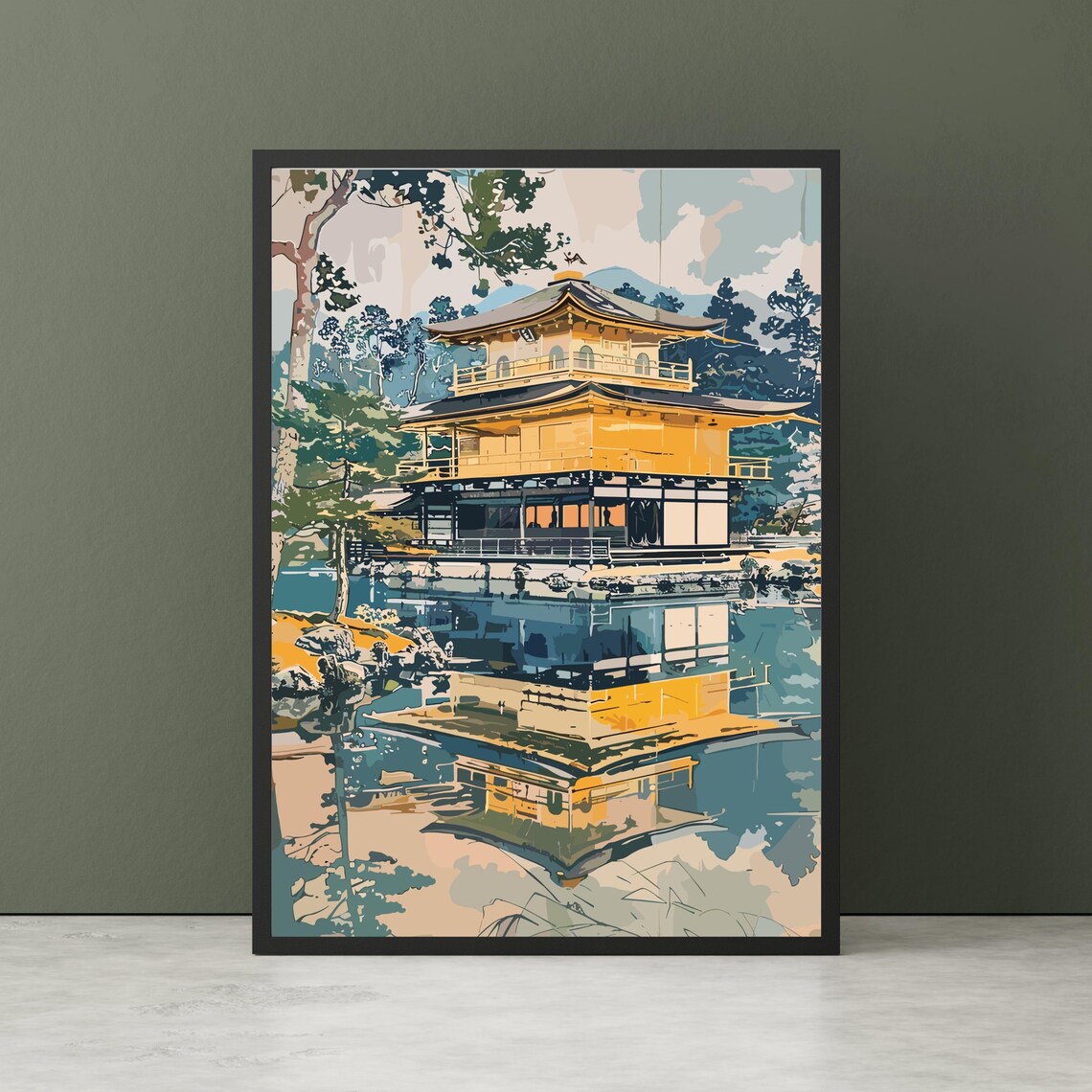 Golden Pavilion Kinkakuji Temple Kyoto Travel Poster