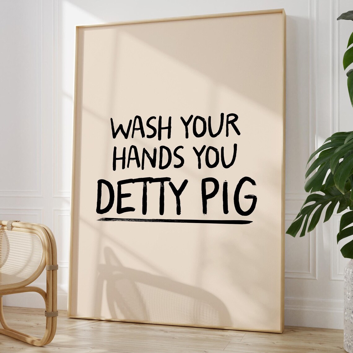 Wash Your Hands You Detty Pig Bathroom Typography Art Print