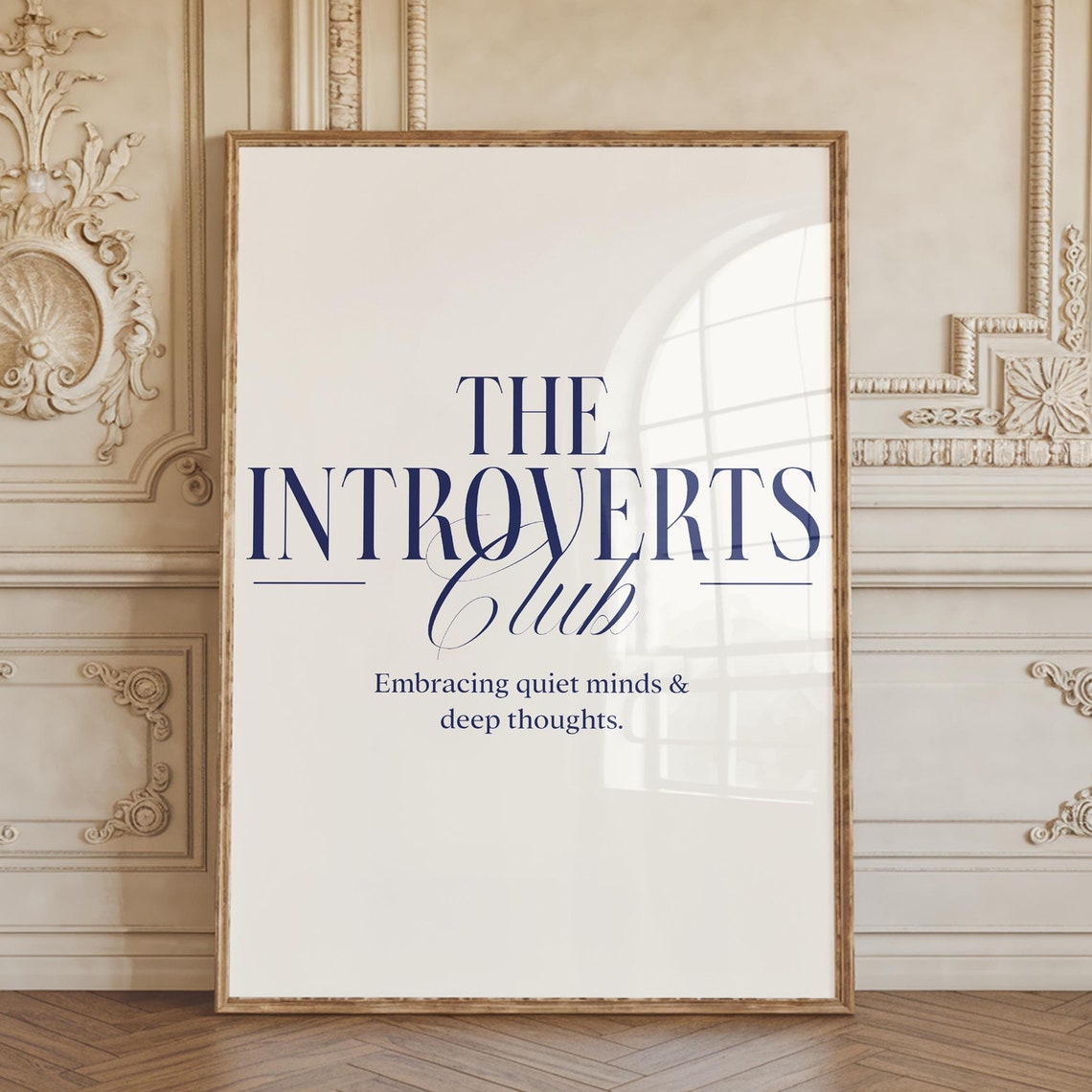 The Introverts Club Quiet Minds Deep Thoughts Navy Typography Print - Image 3