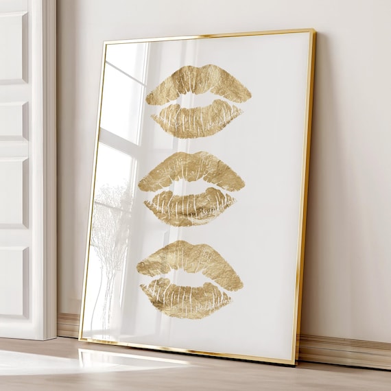 Lips Retro Wall Art, Stylish Kiss Poster