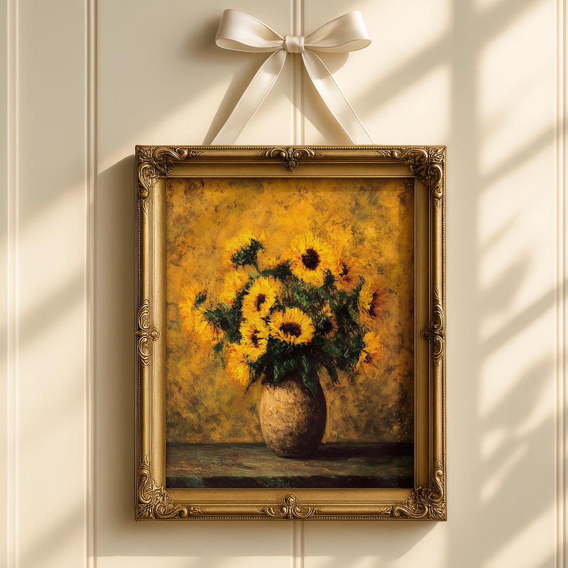 Vintage Sunflower Wall Art Rustic Floral Decor Botanical Canvas Print Farmhouse Home Accentbotanical