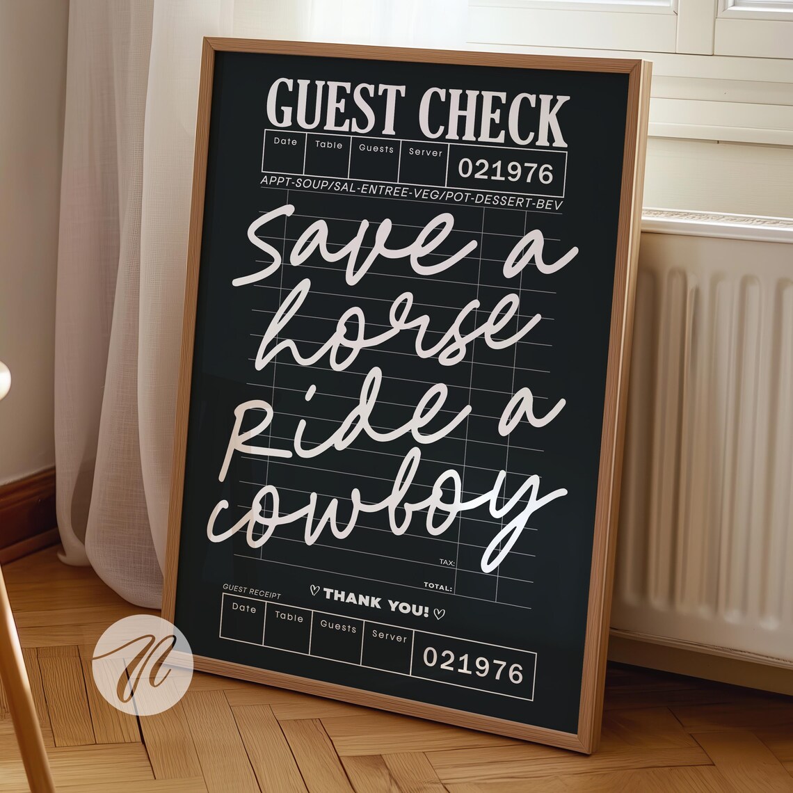 Guest Check Save A Horse Ride Cowboy Print