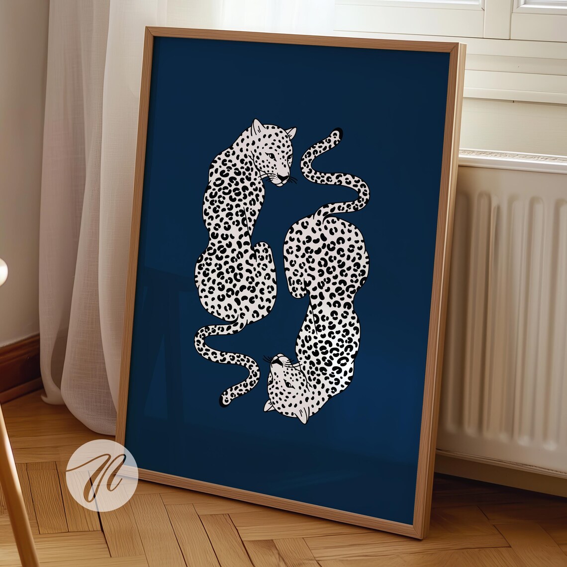 Navy Cheetah Print Poster, Preppy Room Decor