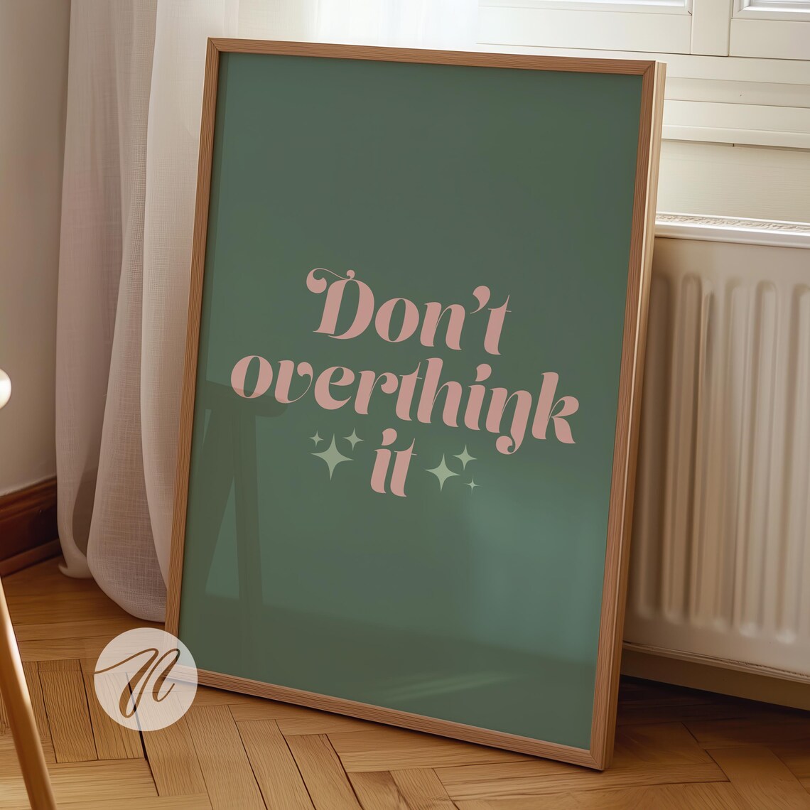 Don't Overthink It Quote Art Print, Trendy Retro