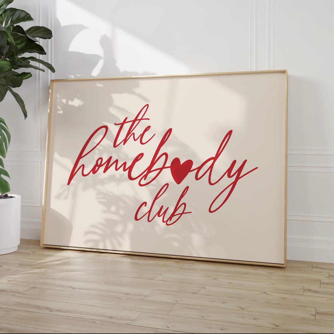 The Homebody Club Red Handwritten Script Typography Quote Poster