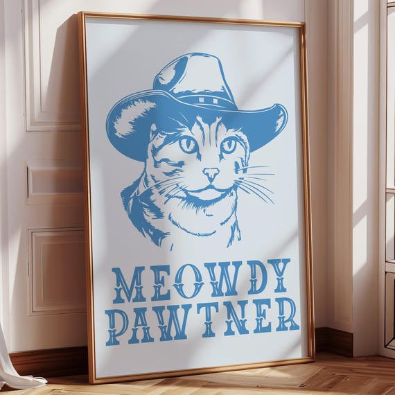 Meowdy Partner Funny Cat Western Art Print