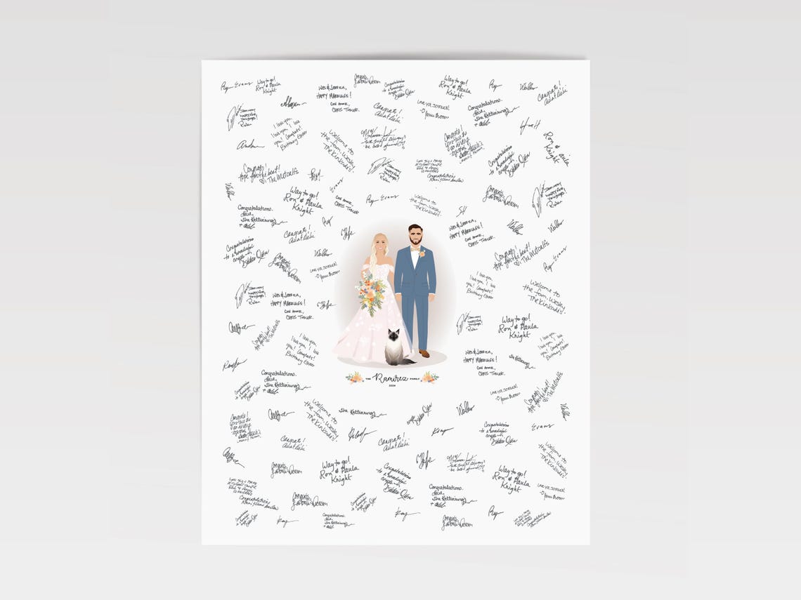 Wedding Guest Book Alternative Couple Portrait Signature Poster - Image 5