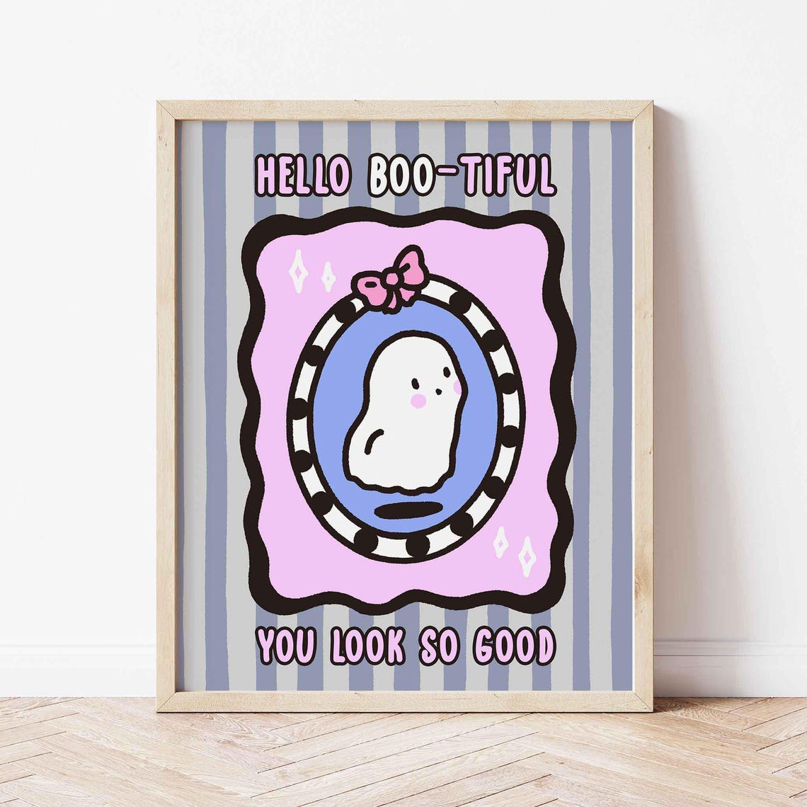 You Look So Good Cute Ghost Halloween Positive Quote Kawaii Poster