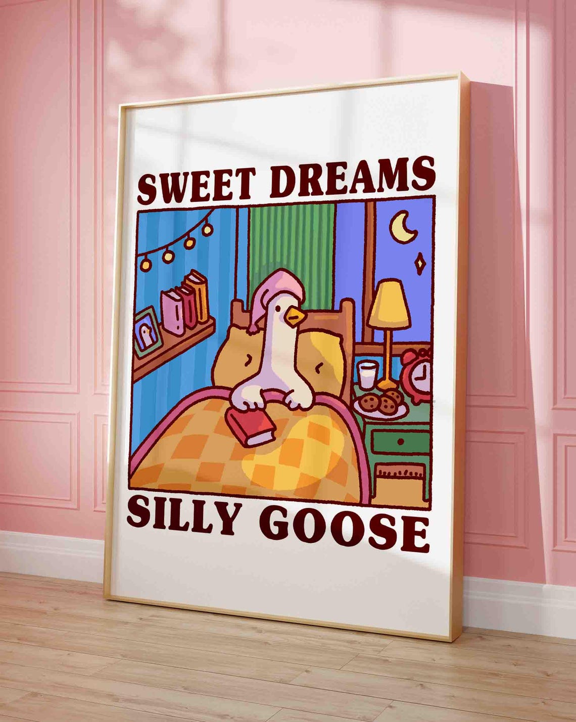 Sweet Dreams Silly Goose Funny Bedtime Reading Nursery Poster