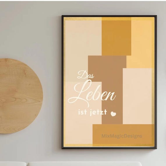 Gift For Retirees Wall Art Poster With The Saying Life Is Now Warm Beige Brown And Gold Quote About Mindfulness Decorative Pdf In A1a5 Sizes