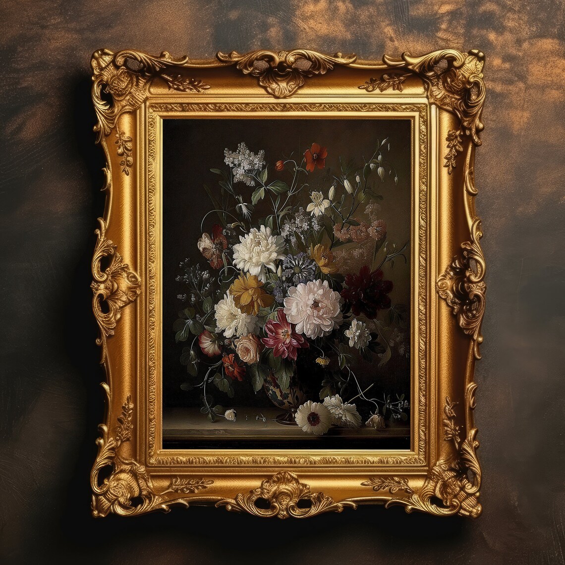 Vintage Floral Art Print, Dark Academia Botanical