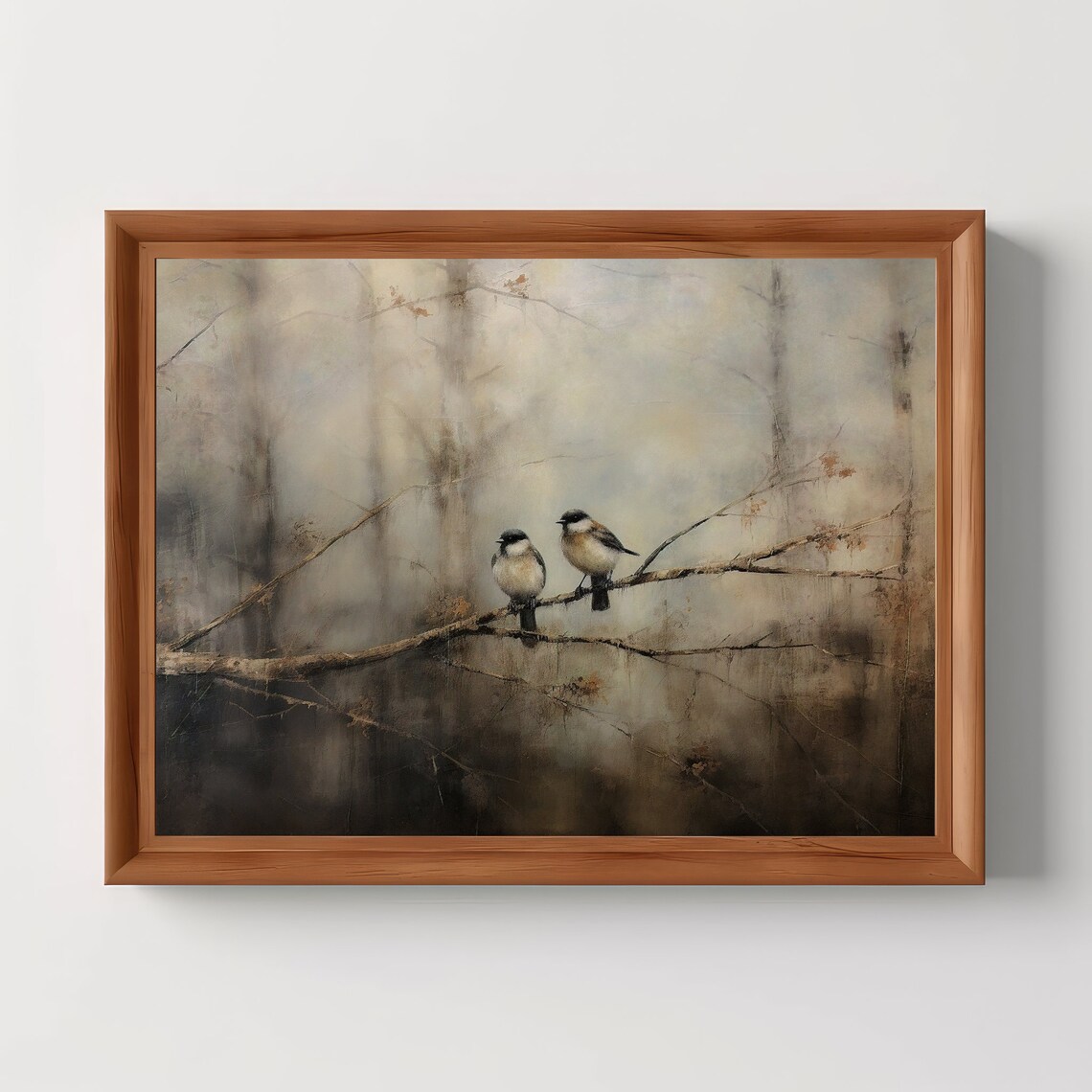 Bird Couple Vintage Antique Oil Painting Art Print