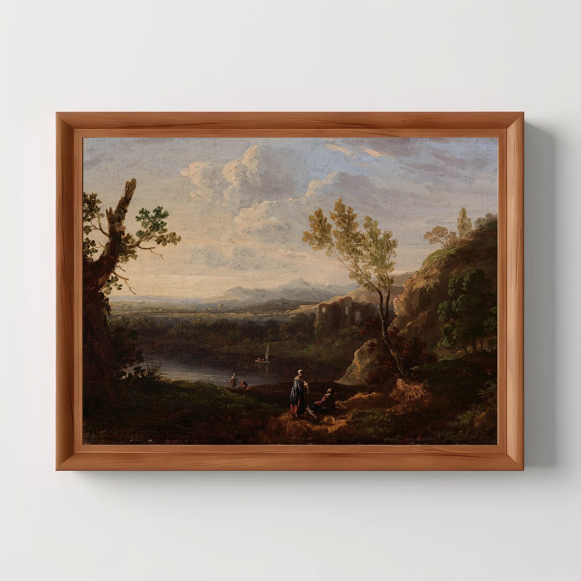 Serene River Landscape Vintage Oil Painting Countryside Poster