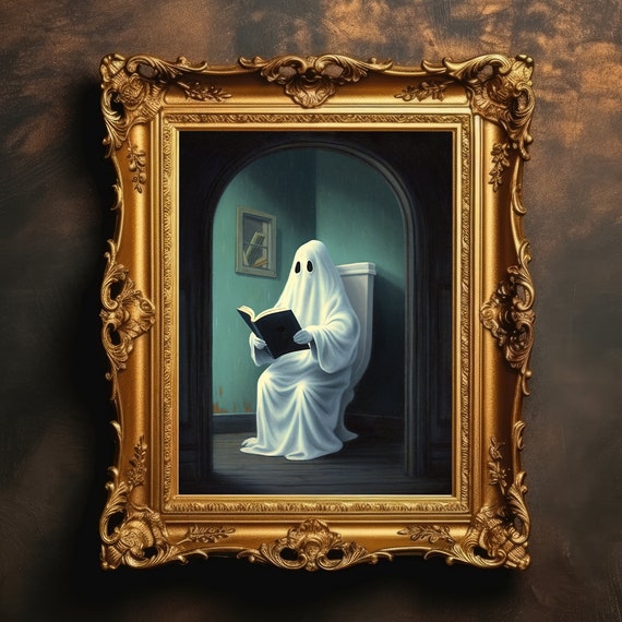 On Toilet Halloween Decor Dark Academia Vintage In Bathroom Gothic Wall Art