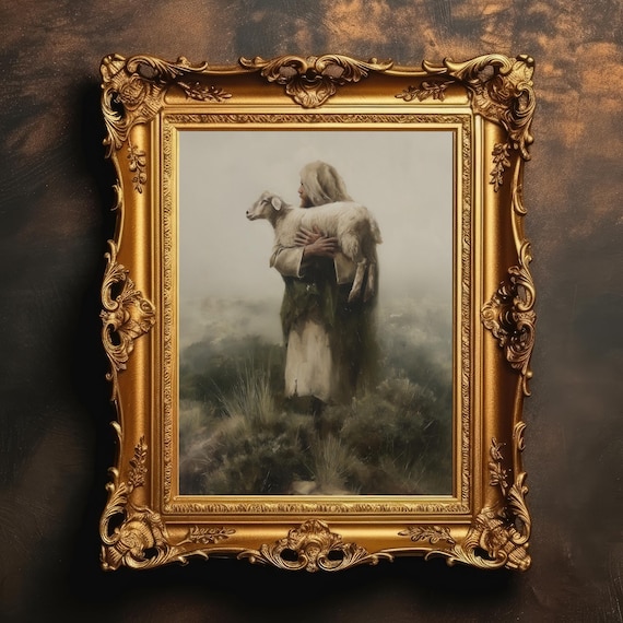 Good Shepherd With Lamb Religious Oil Painting Wall Decor Poster