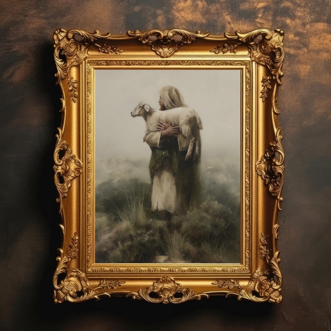Good Shepherd With Lamb Religious Oil Painting Wall Decor Poster