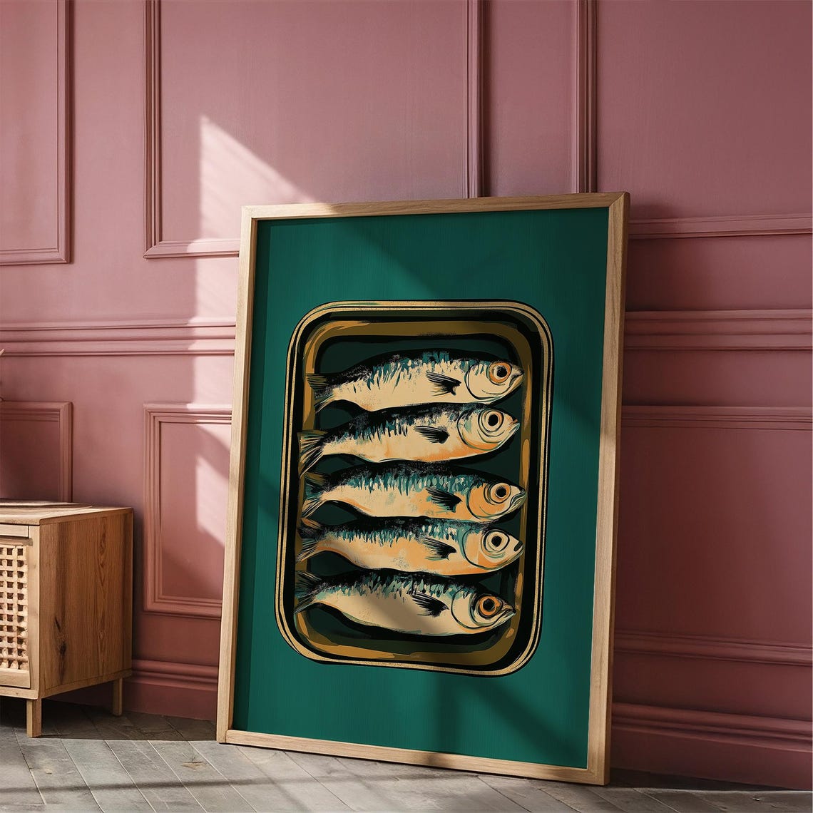Sardine Tin Can Retro Kitchen Still Life Coastal Food Art Poster - Image 3