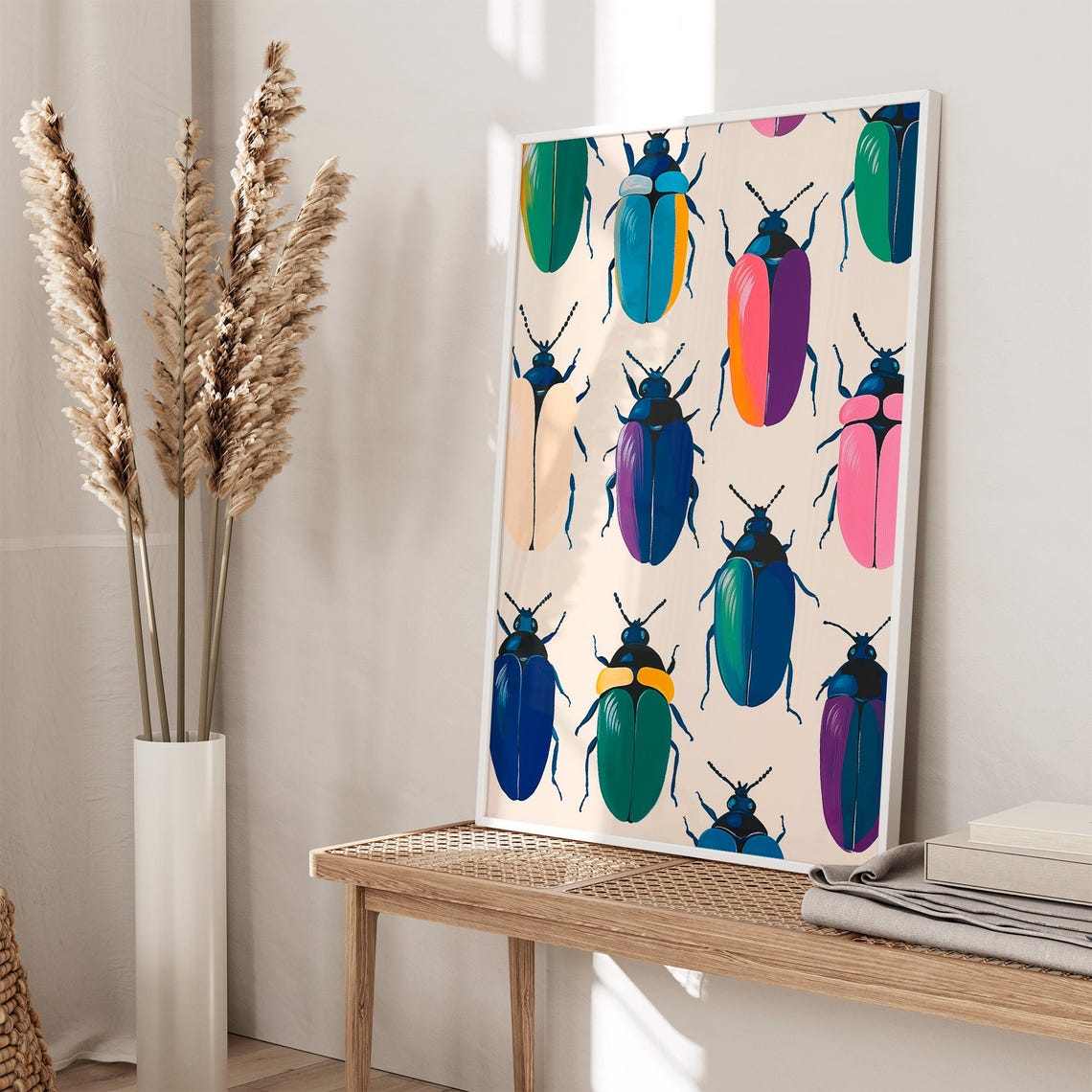 Rainbow Beetles Colorful Insect Print Dopamine Decor Colorful Bug Art Botanical Prints Insects Bugs Boho Nature - Image 3