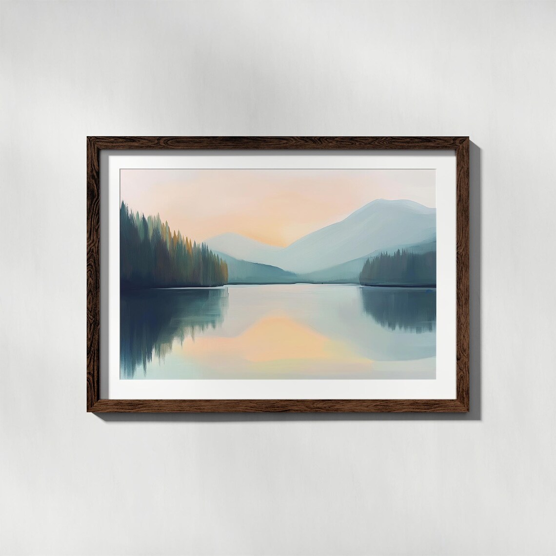Misty Blue Mountain Lake At Dawn With Pine Forest Scenery Poster - Image 4
