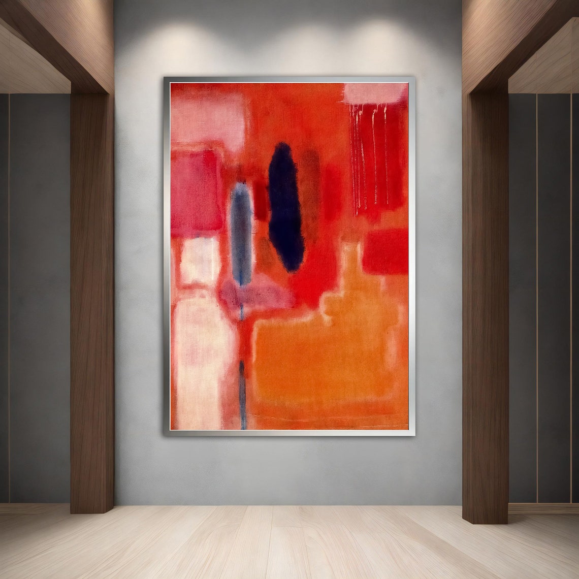 Rothko Style Red Orange Navy Abstract Color Field Wall Art Print - Image 2