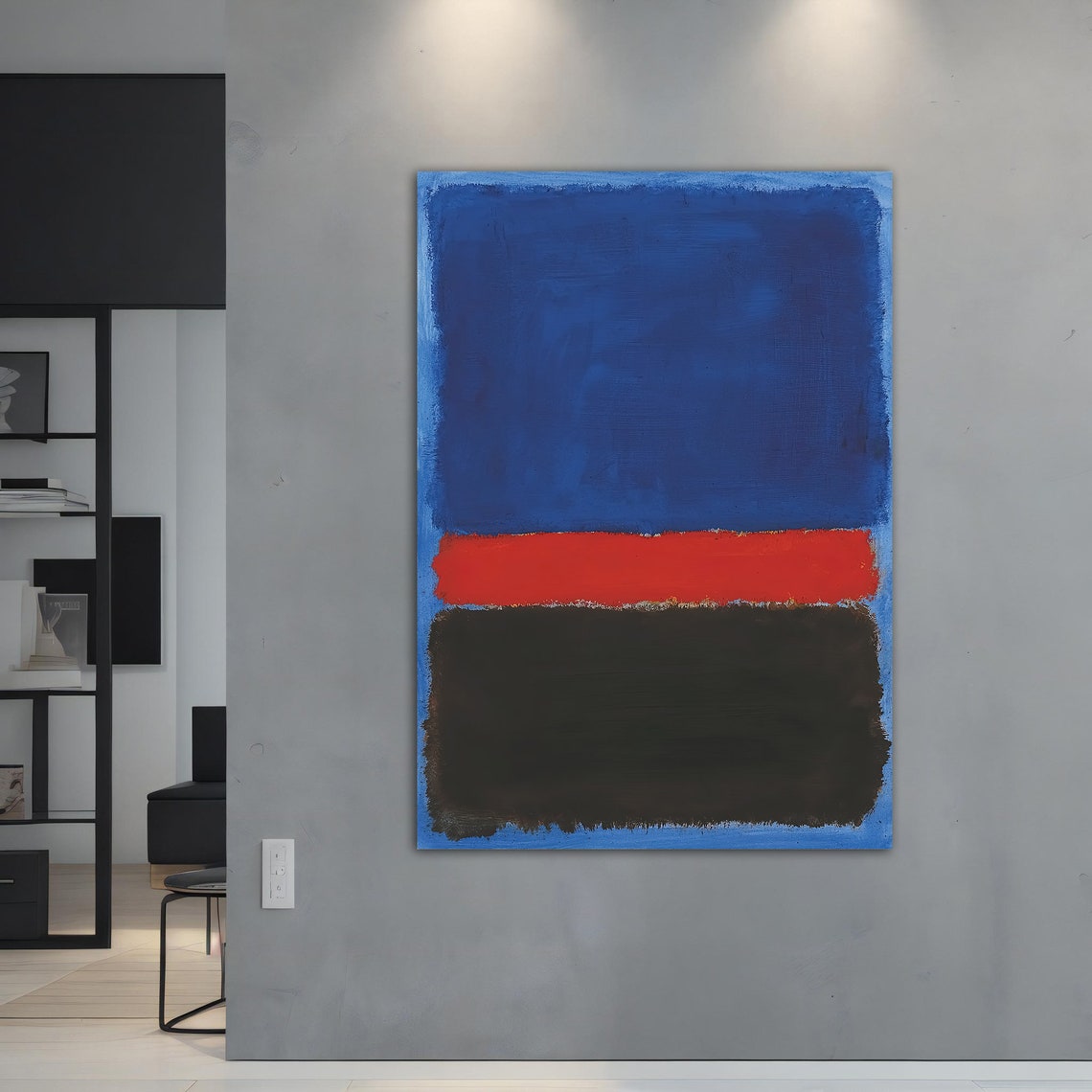 Rothko Style Blue Red Black Bold Color Field Abstract Art Print - Image 3