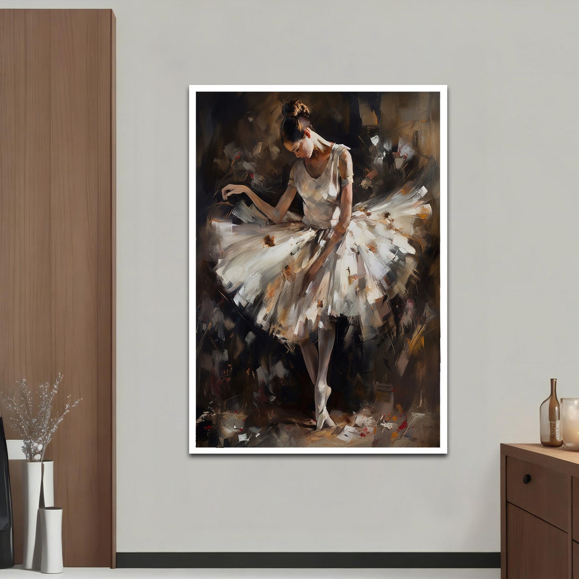 Ballerina White Tutu Looking Down Impressionist Dance Art Print - Image 5