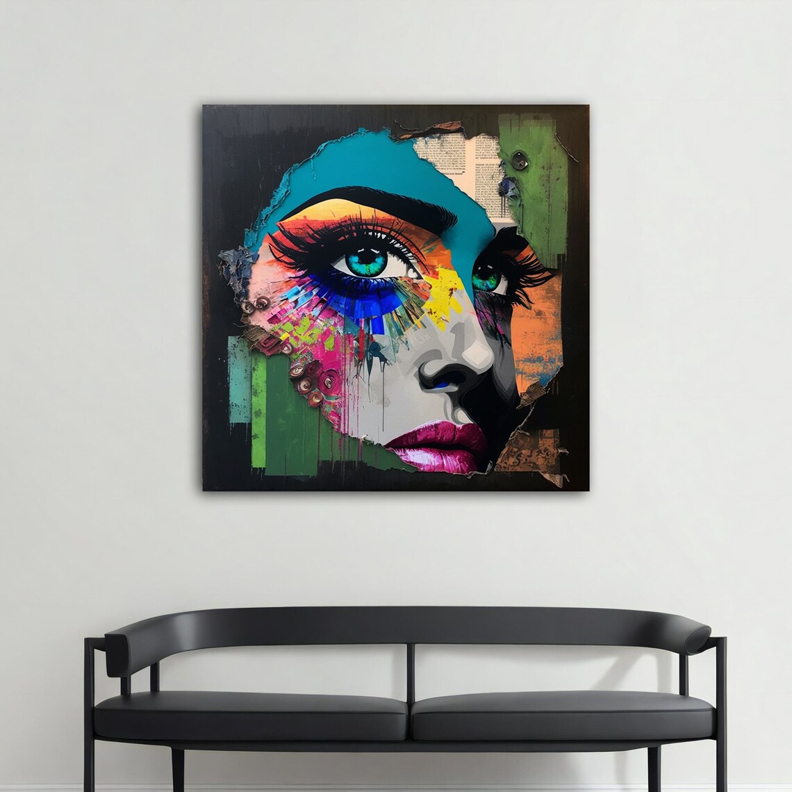 Pop Art Woman Face Collage Colorful Eye Street Art Style Wall Poster - Image 3